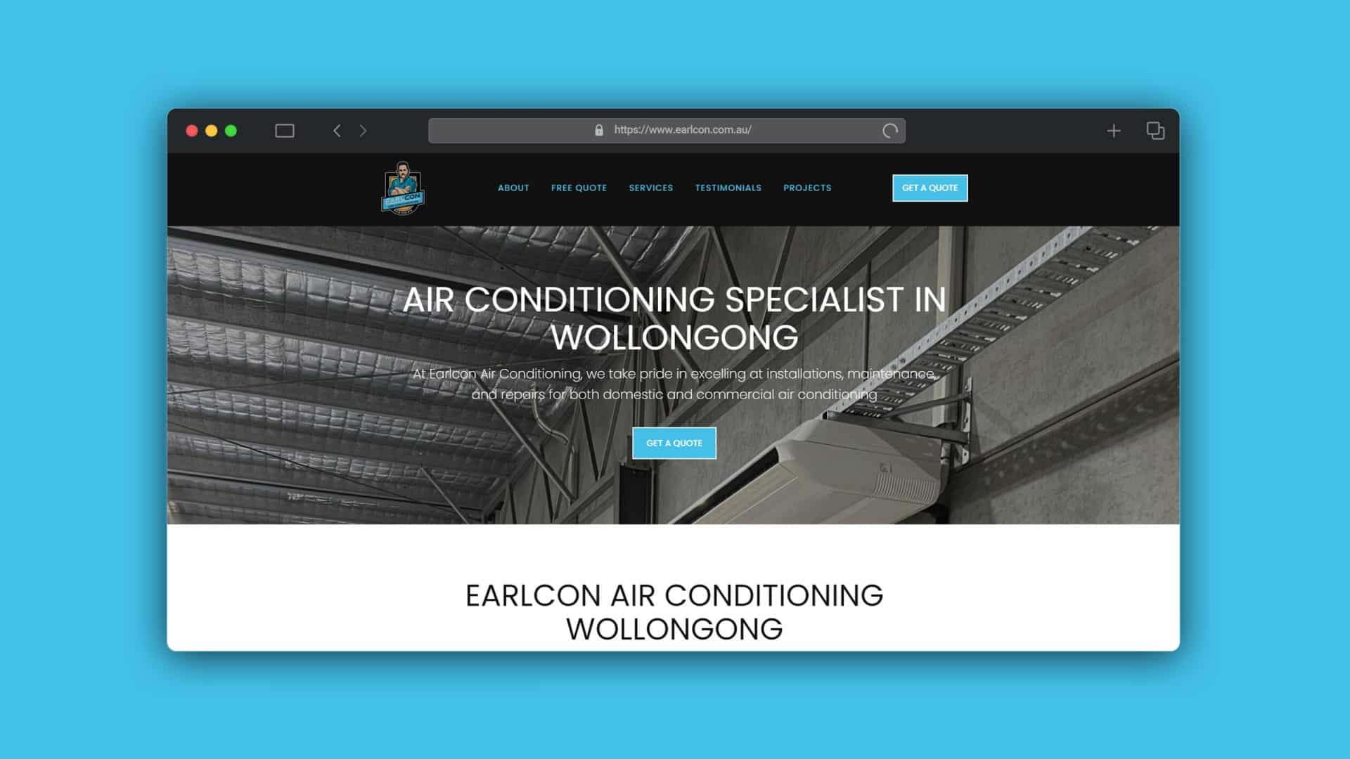 Earlcon Air Conditioning Website - AF Designs Wollongong