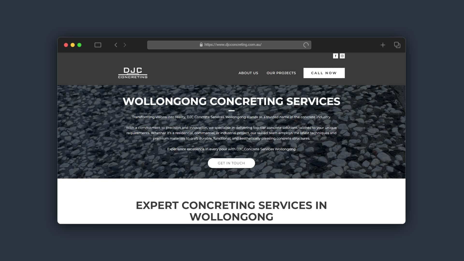 DJC Concreting Website - AF Designs Wollongong